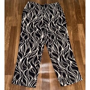 Talbots Black White Abstract Swirl Stretch Cotton Straight Leg Pants Size 10‎